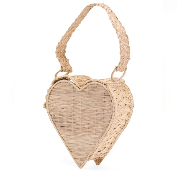Kaanas One Of A Kind Soledad Heart-Shaped Woven Clutch, Irica Palm, Artisan, NWT - Picture 2 of 12